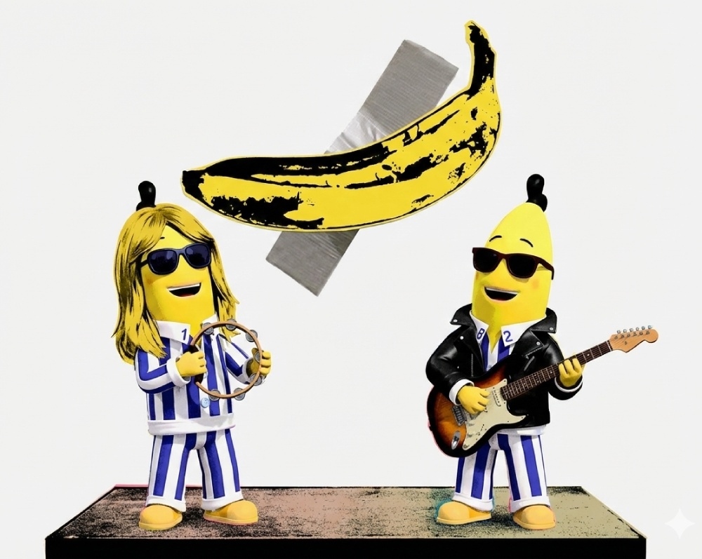 Nessa imagem era pro silver tape estar em cima da banana, mas os personagens saíram como pedido